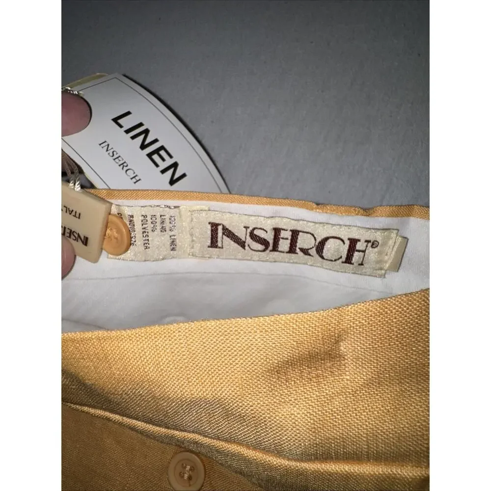 Inserch Linen Pants P0510-113 Honey Mustard Men’s 40 Made In Italy NWT